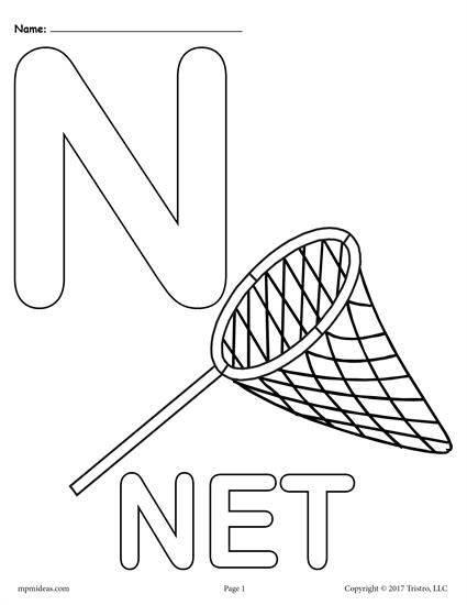 Letter n alphabet coloring pages