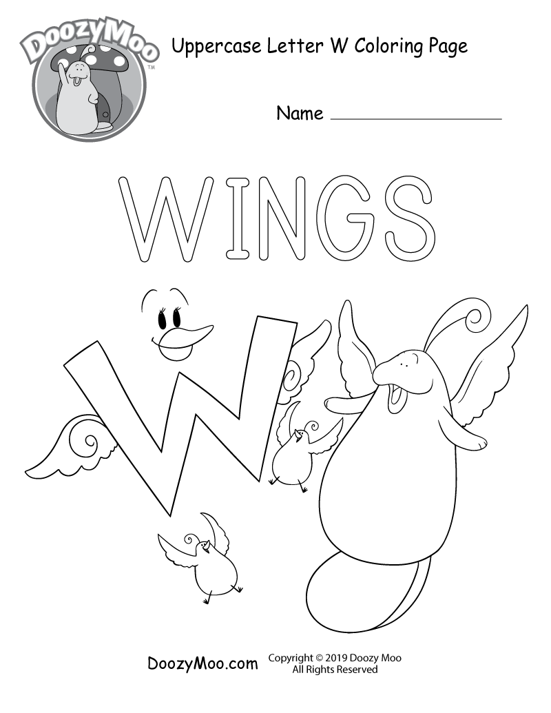 Cute uppercase letter w coloring page free printable