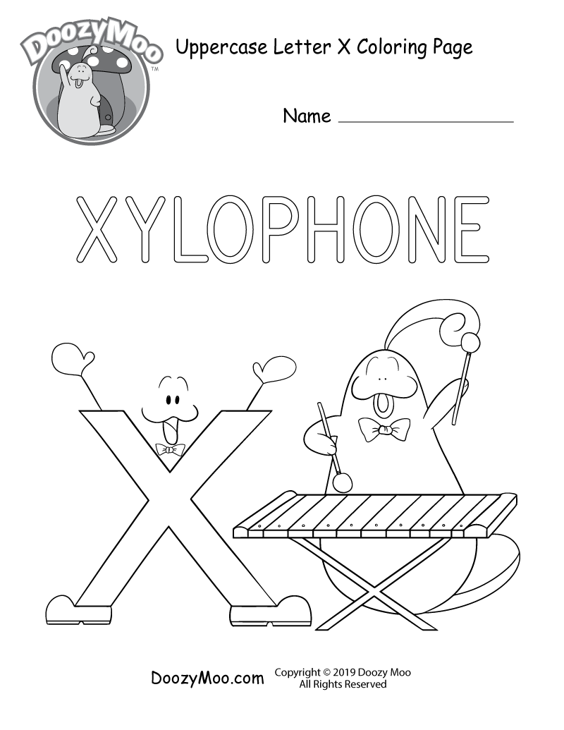 Cute uppercase letter x coloring page free printable