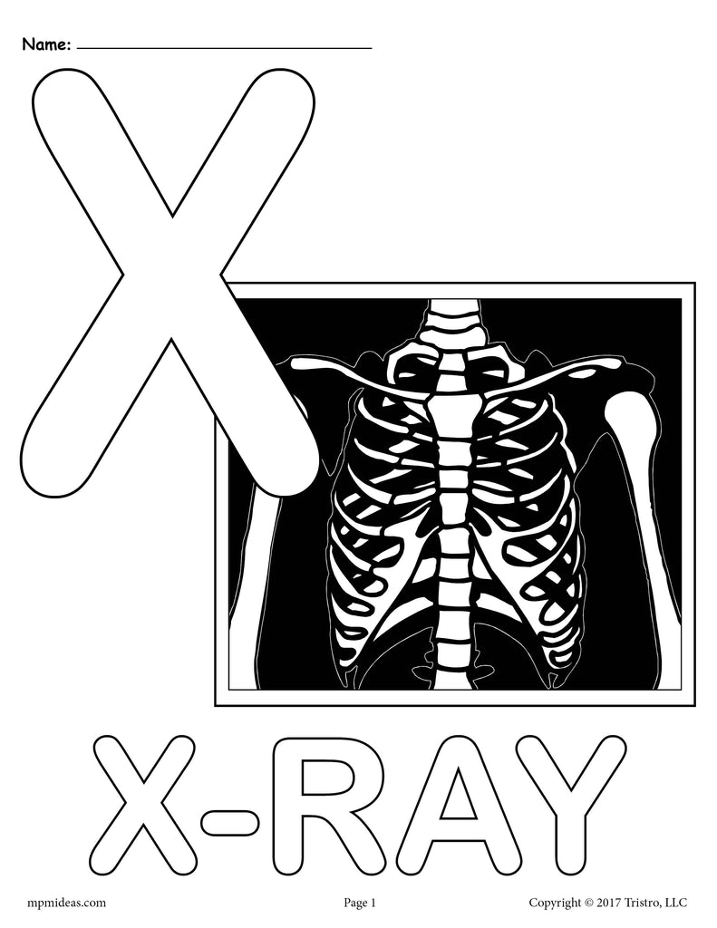 Letter x alphabet coloring pages