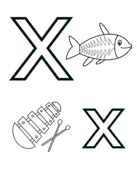 Letter x alphabet coloring page worksheer by knox worksheets tpt