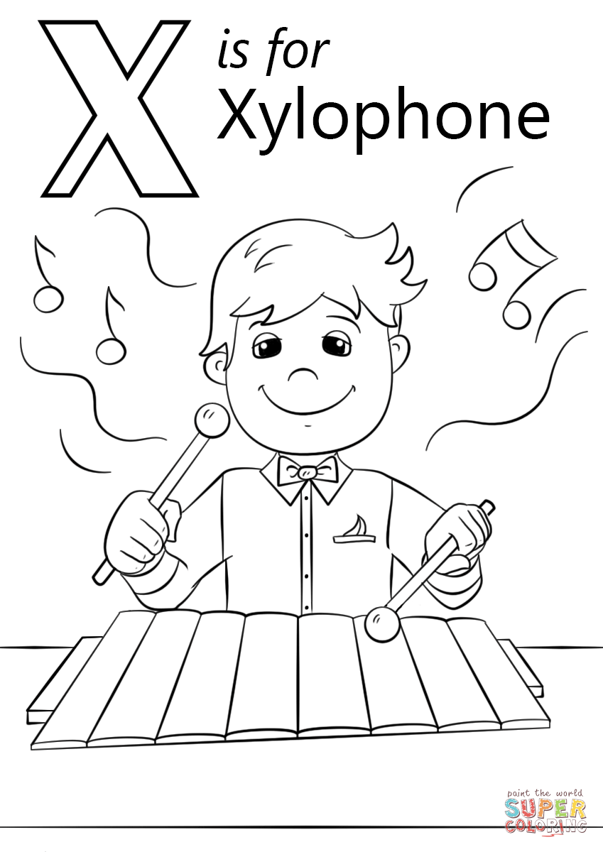 Letter x is for xylophone coloring page free printable coloring pages