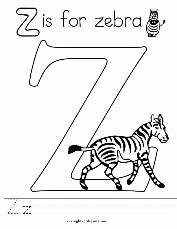 Letter z coloring pages printable for free download