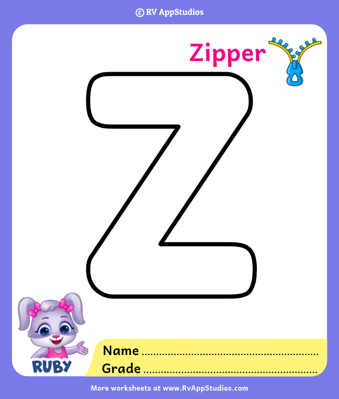 Letter z coloring pages