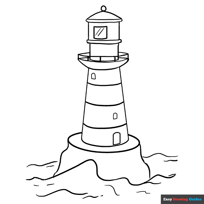 Lighthouse coloring page easy drawing guides