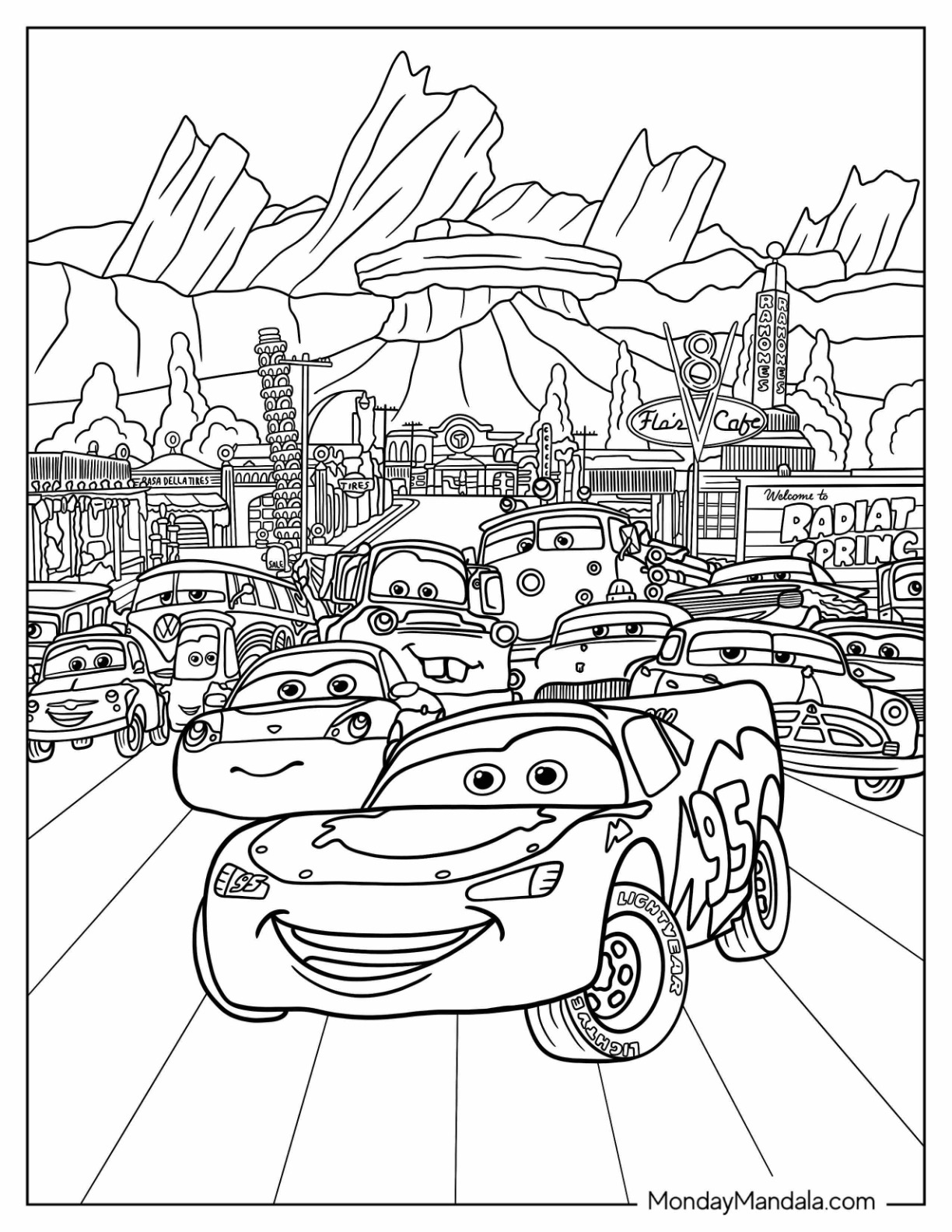 Disney cars coloring pages free pdf printables