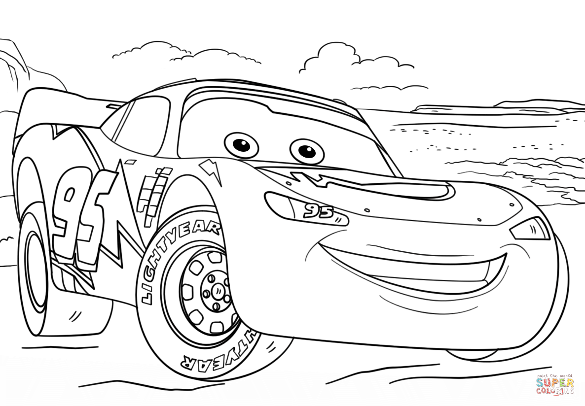 Lightning mcqueen from cars coloring page free printable coloring pages