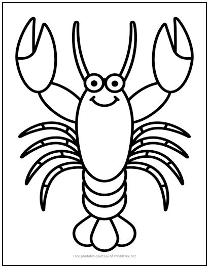 Smiling lobster coloring page print it free