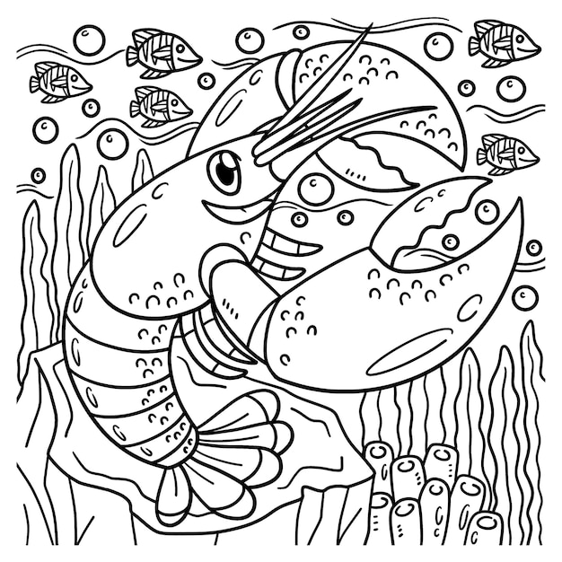 Premium vector lobster coloring page for kids