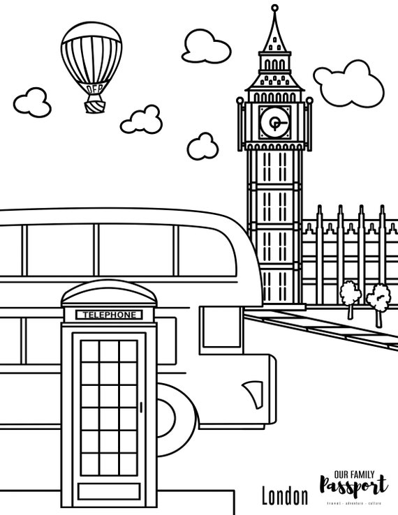 London england coloring page instant download