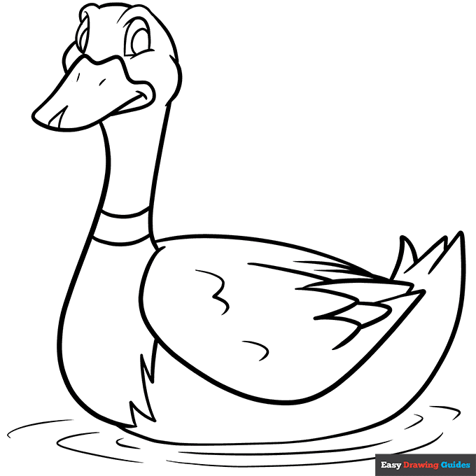 Easy mallard duck coloring page easy drawing guides