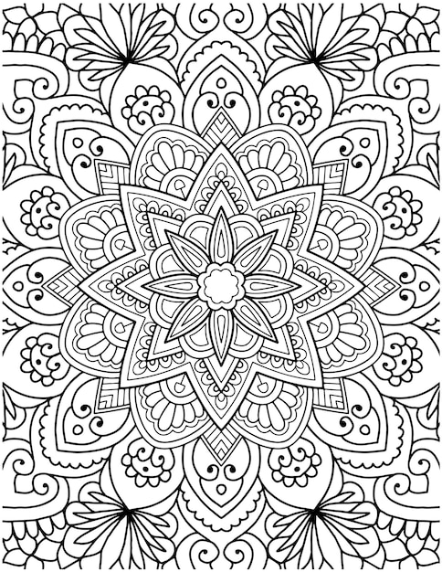 Premium vector hand drawn mandala coloring pages for adult coloring book floral hand drawn mandala coloring page