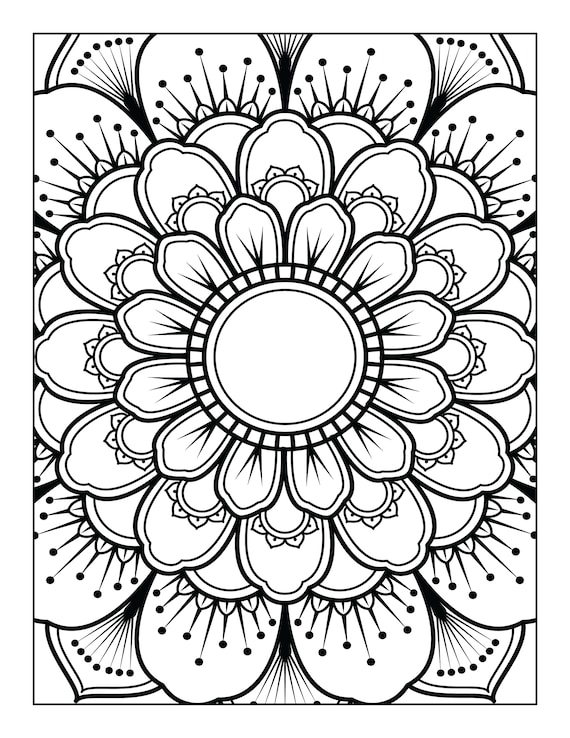 Printable mandala adult coloring pages floral easy coloring book mandalas