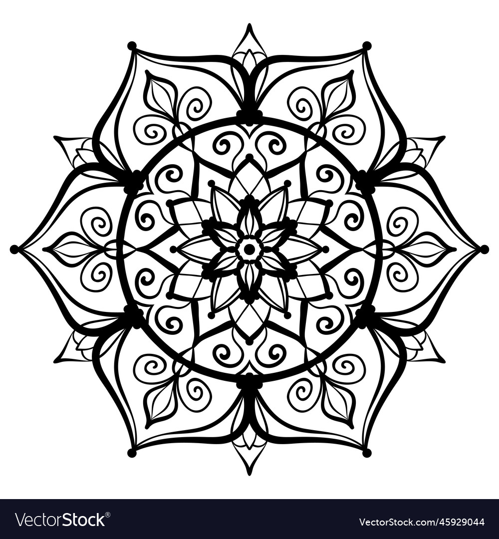 Flower mandala coloring page simple symmetric vector image