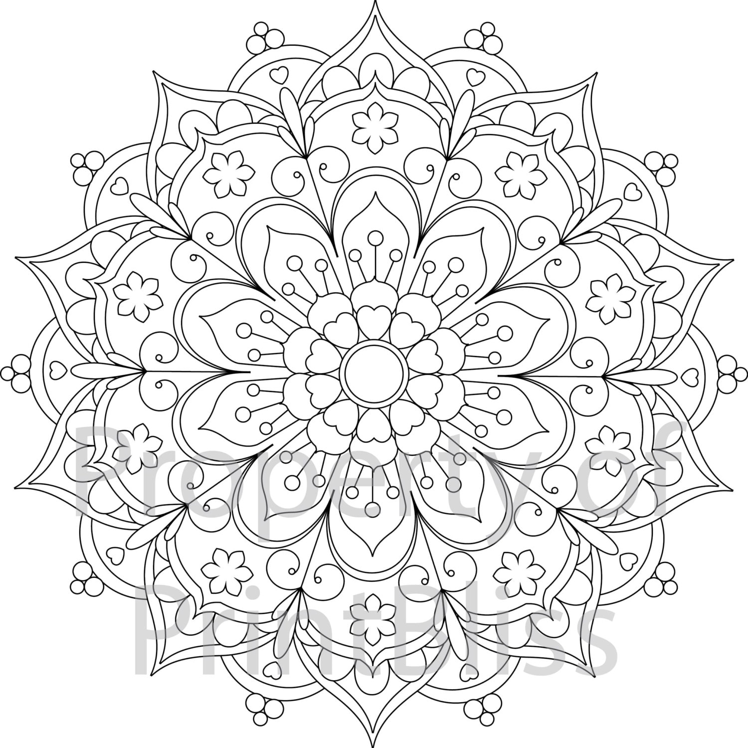 Flower mandala printable coloring page