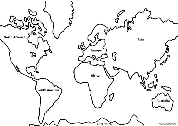 Printable world map coloring page for kids