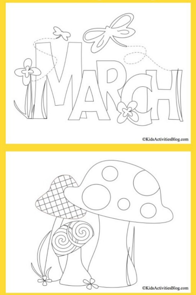 Spring march coloring pages for kids