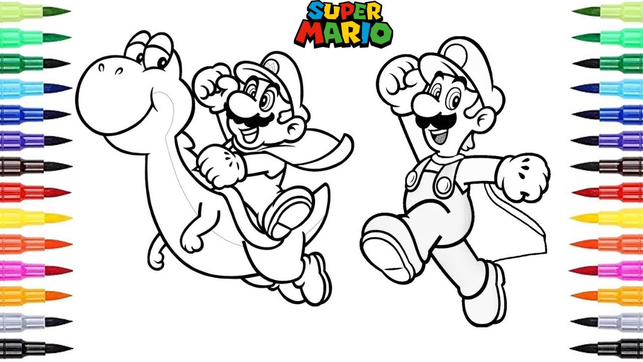 Drawing the super ario bros ovie coloring pages ario luigi browser princess peach cae alive