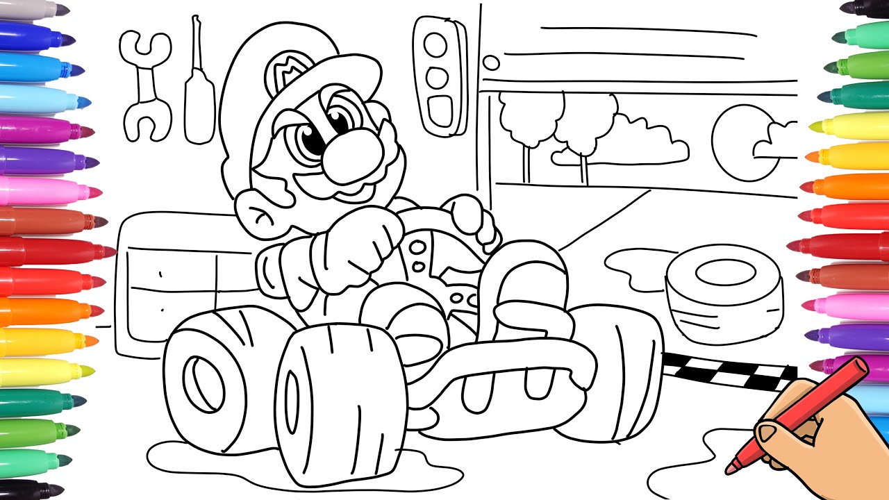 Super mario kart coloring pages