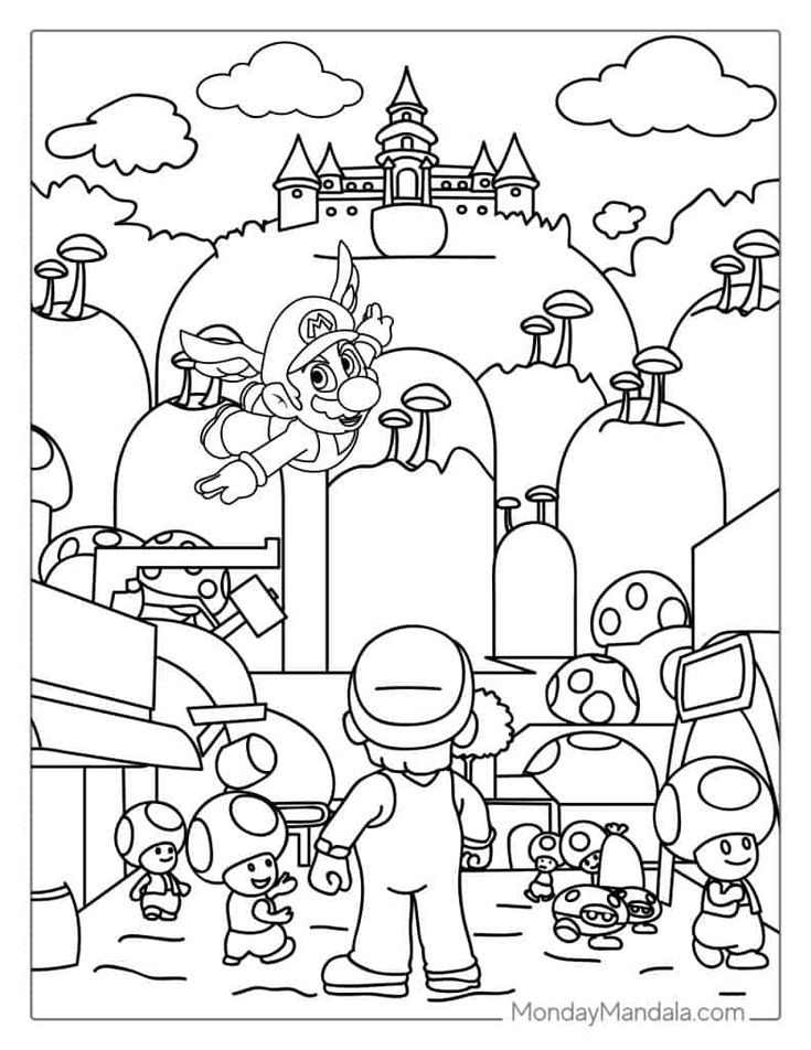 Mario coloring page free pdf printables