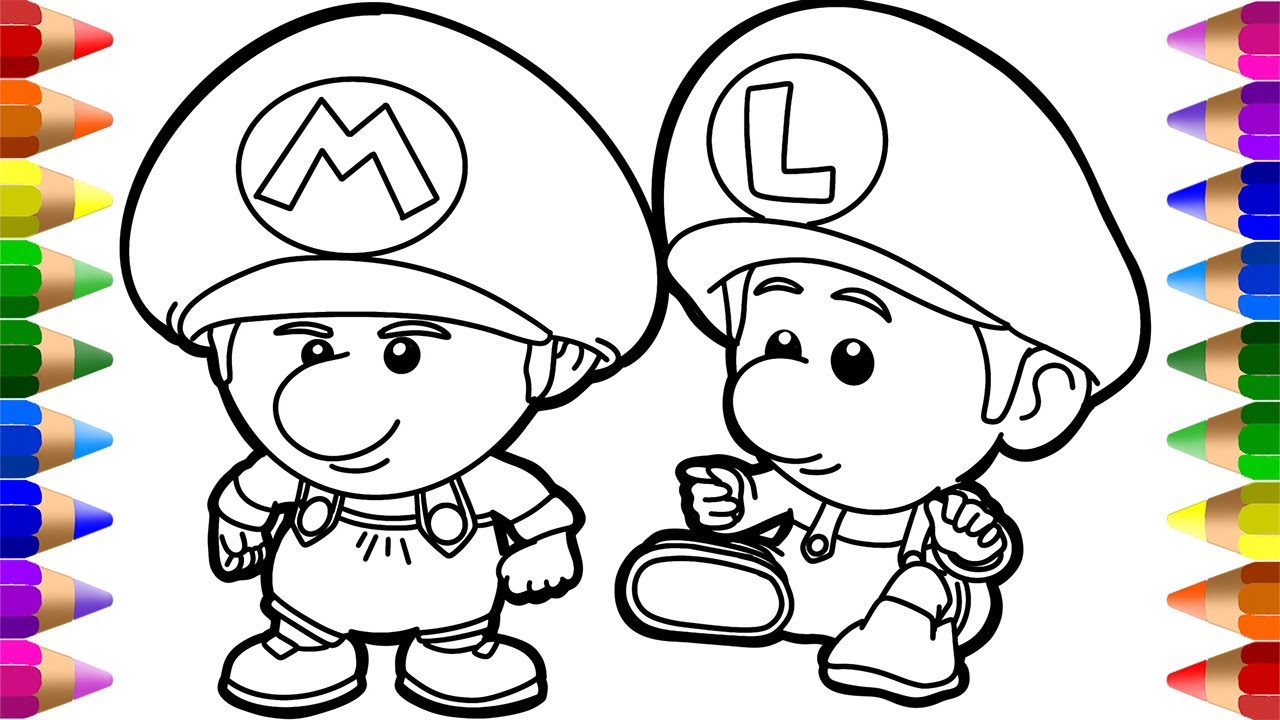 Super ario bros ovie baby ario and luigi coloring pages