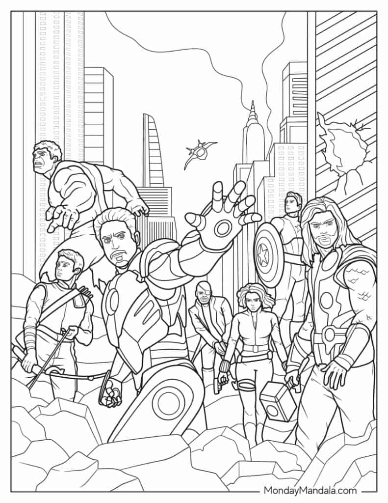 Marvel avengers coloring pages free pdf printables