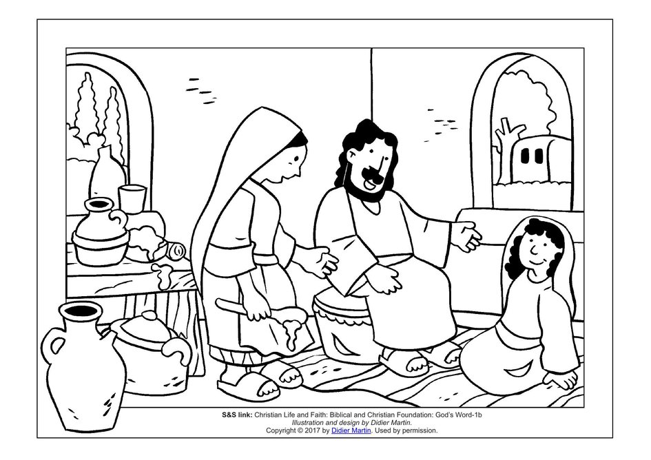 Coloring page meals with jesus martha and mary my wonder studio