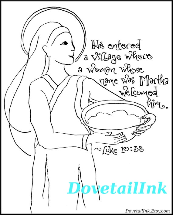 Mary and martha set of printable christian coloring pages