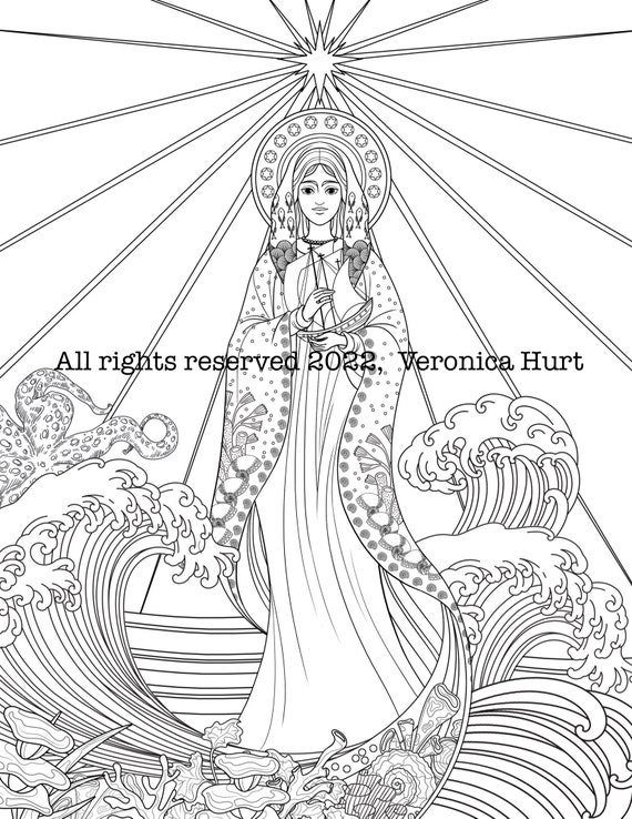 Mother mary coloring page our lady star of the sea stella maris coloring page for catholic adults