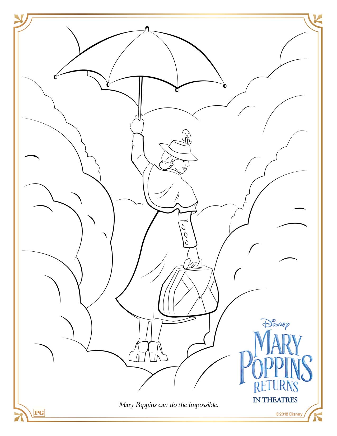 Mary poppins returns printable coloring pages and activity sheets