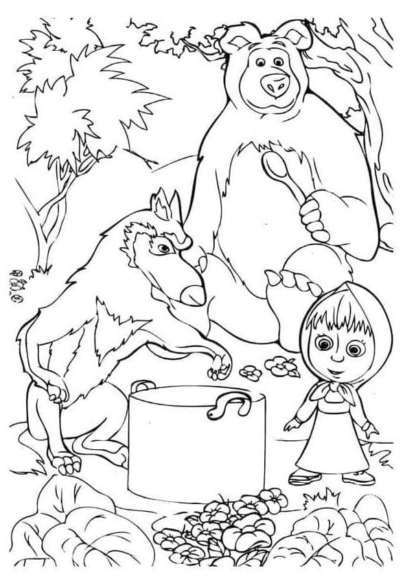 Masha and the bear printable coloring pages