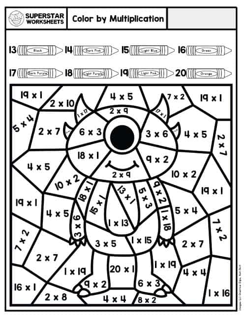 Multiplication color by number