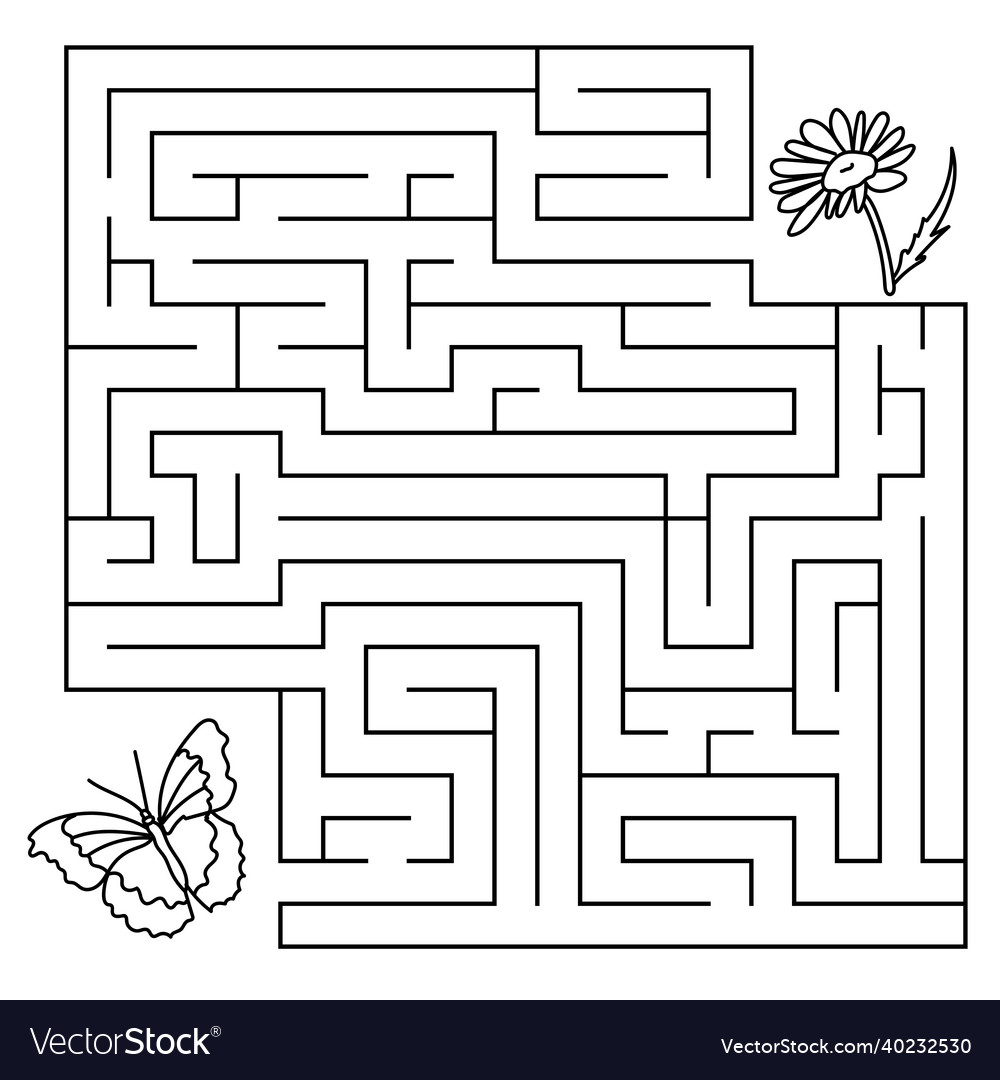 Maze game with animals and plants coloring page vector image