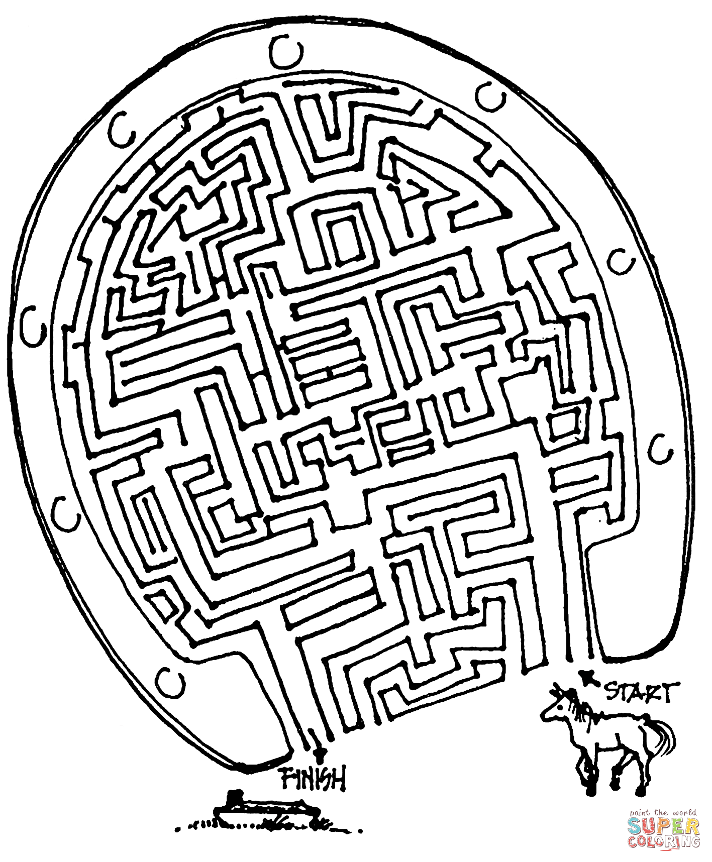 Wild horse maze coloring page free printable coloring pages