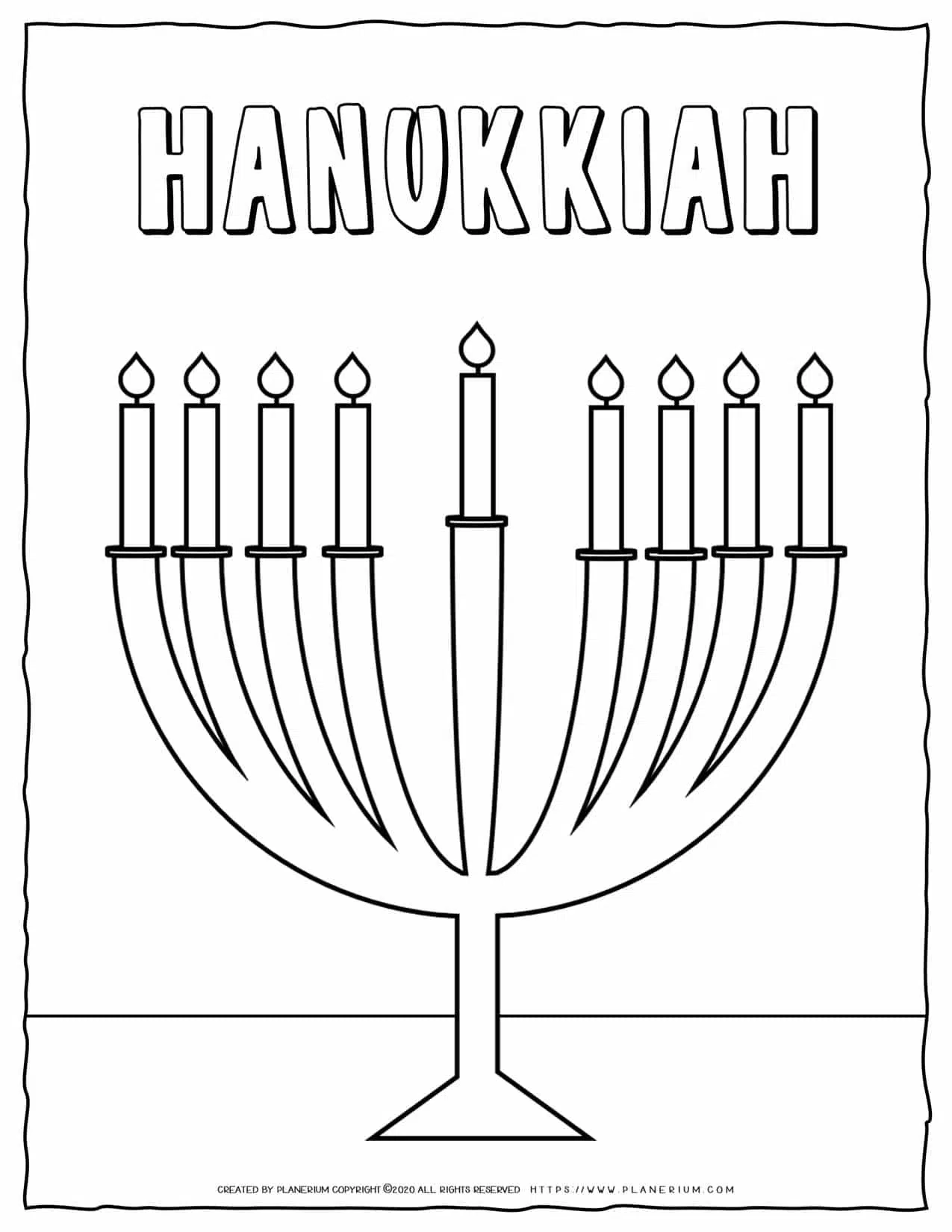 Hanukkah menorah coloring page