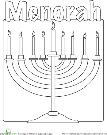 Color the menorah worksheet education menorah hannukah crafts hanukkah art