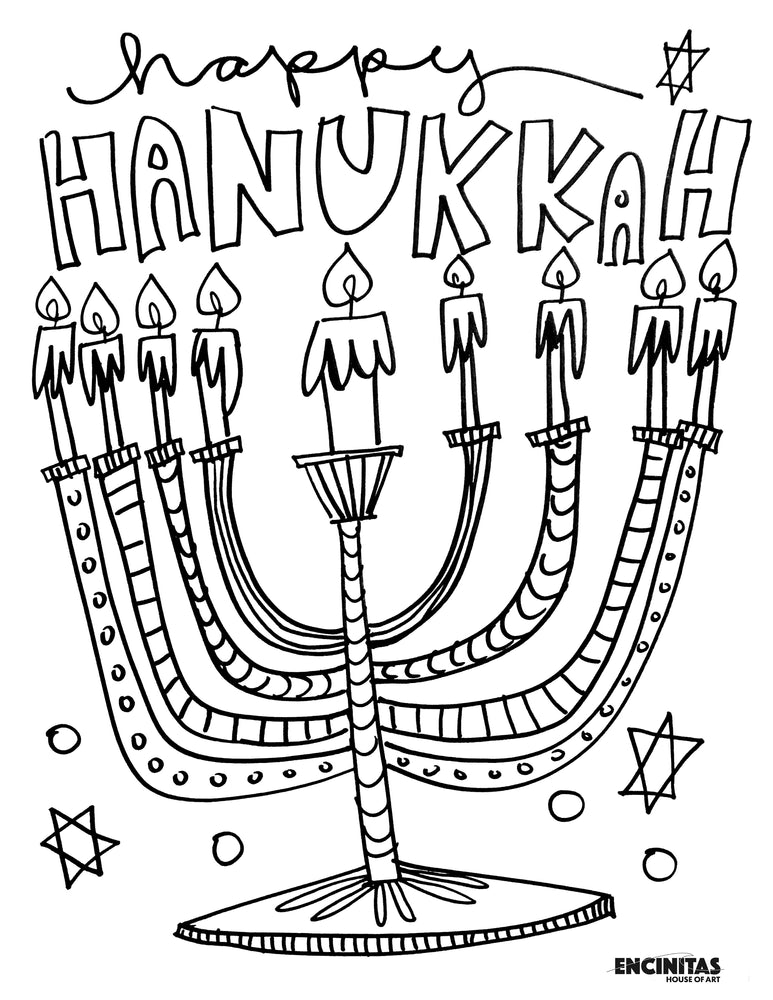 Hanukkah menorah coloring page â encinitas house of art