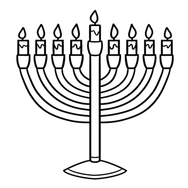 Premium vector hanukkah menorah isolated coloring page for kids