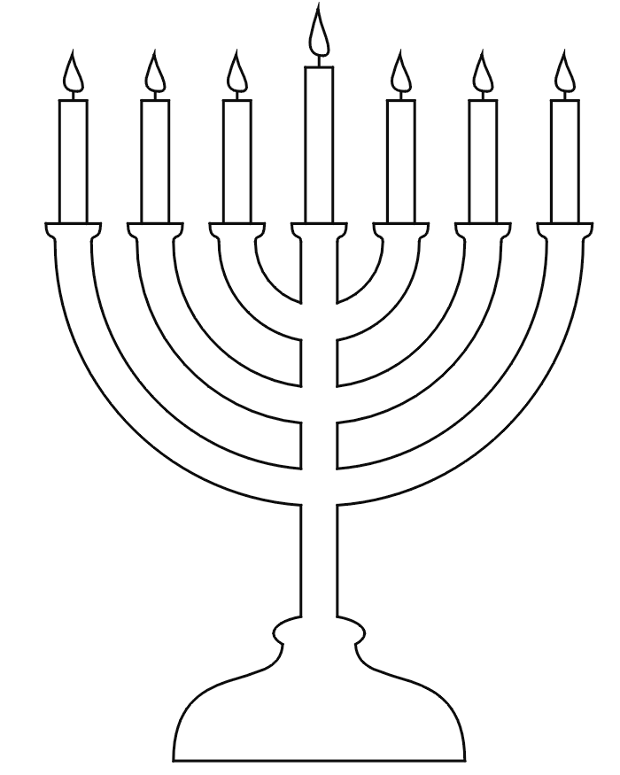 Hanukkah menorah coloring page