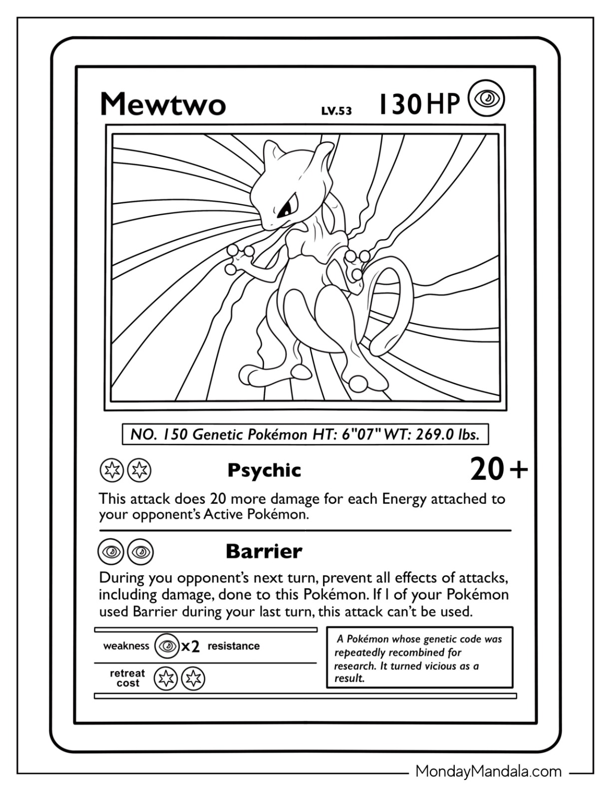 Mewtwo coloring pages free pdf printables