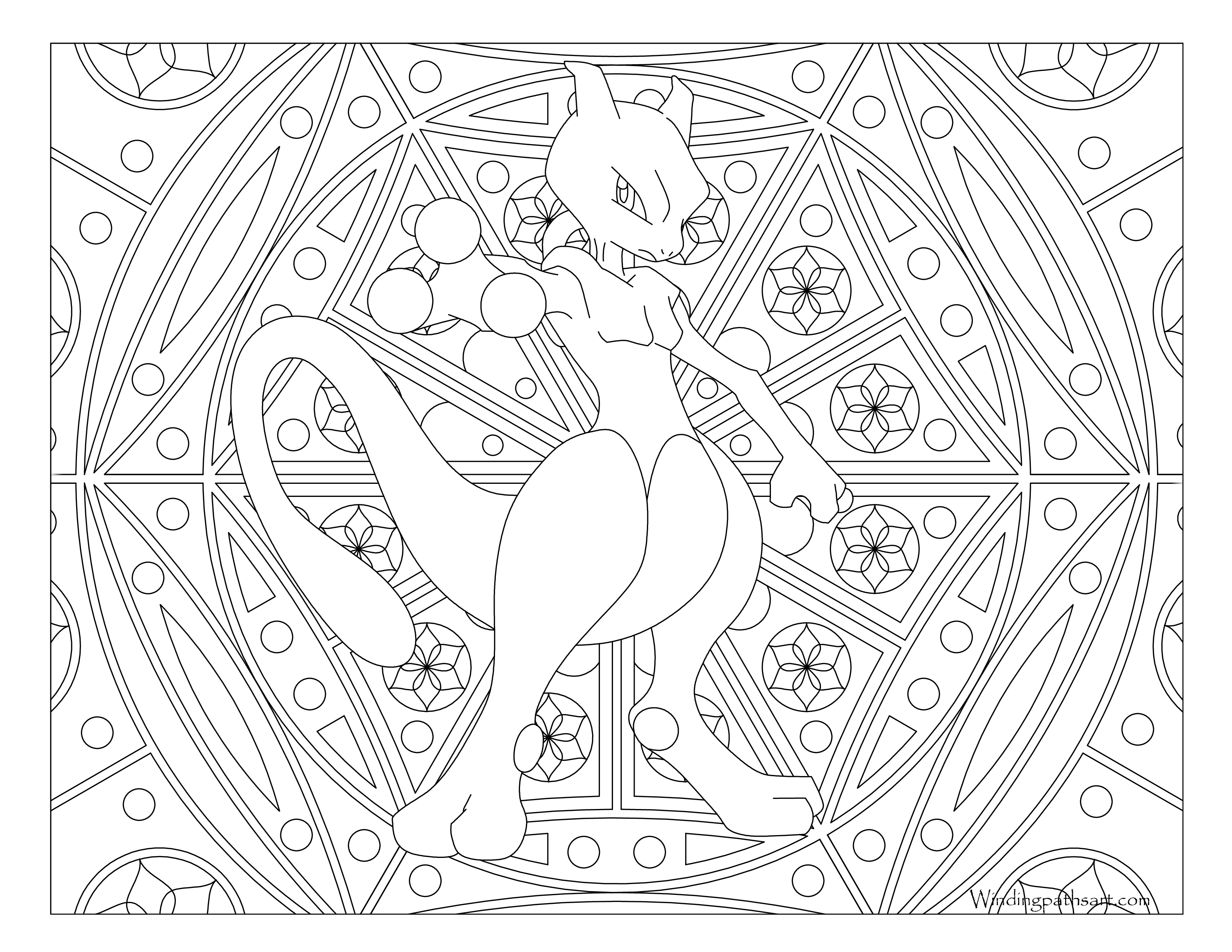 Mewtwo pokemon coloring page