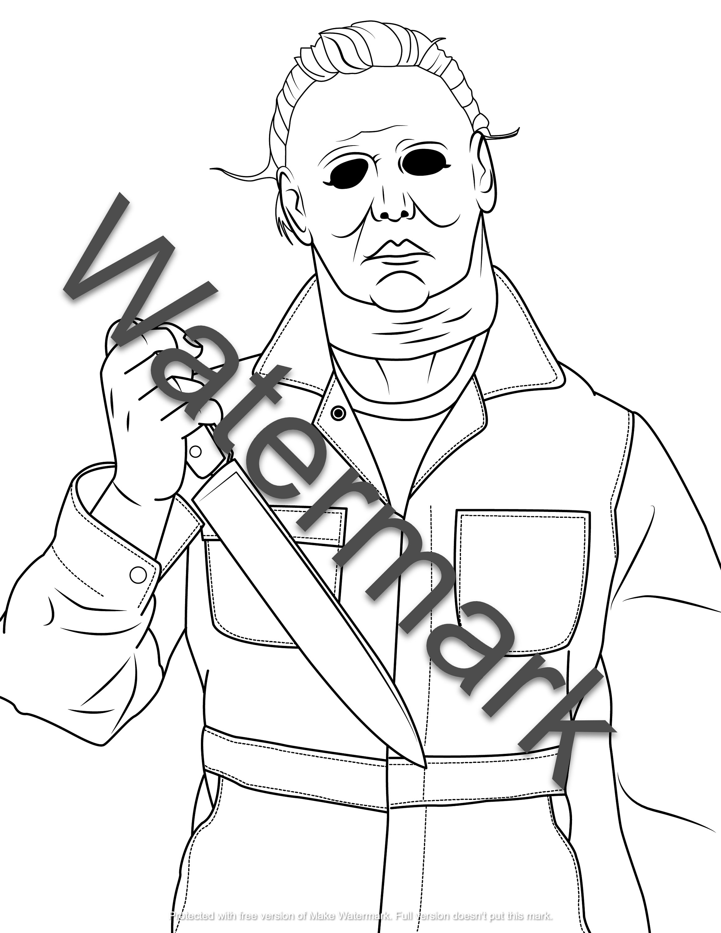 Michael myers halloween kids coloring page digital to print