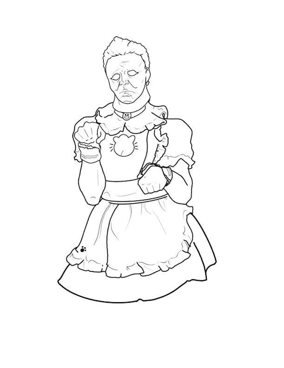 Michael myers maid coloring page digital printable