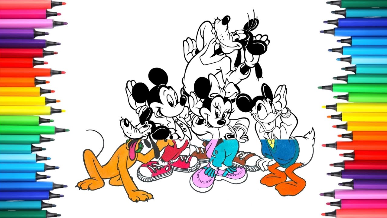 Coloring mickey mouse and friends coloring page coloring for kids