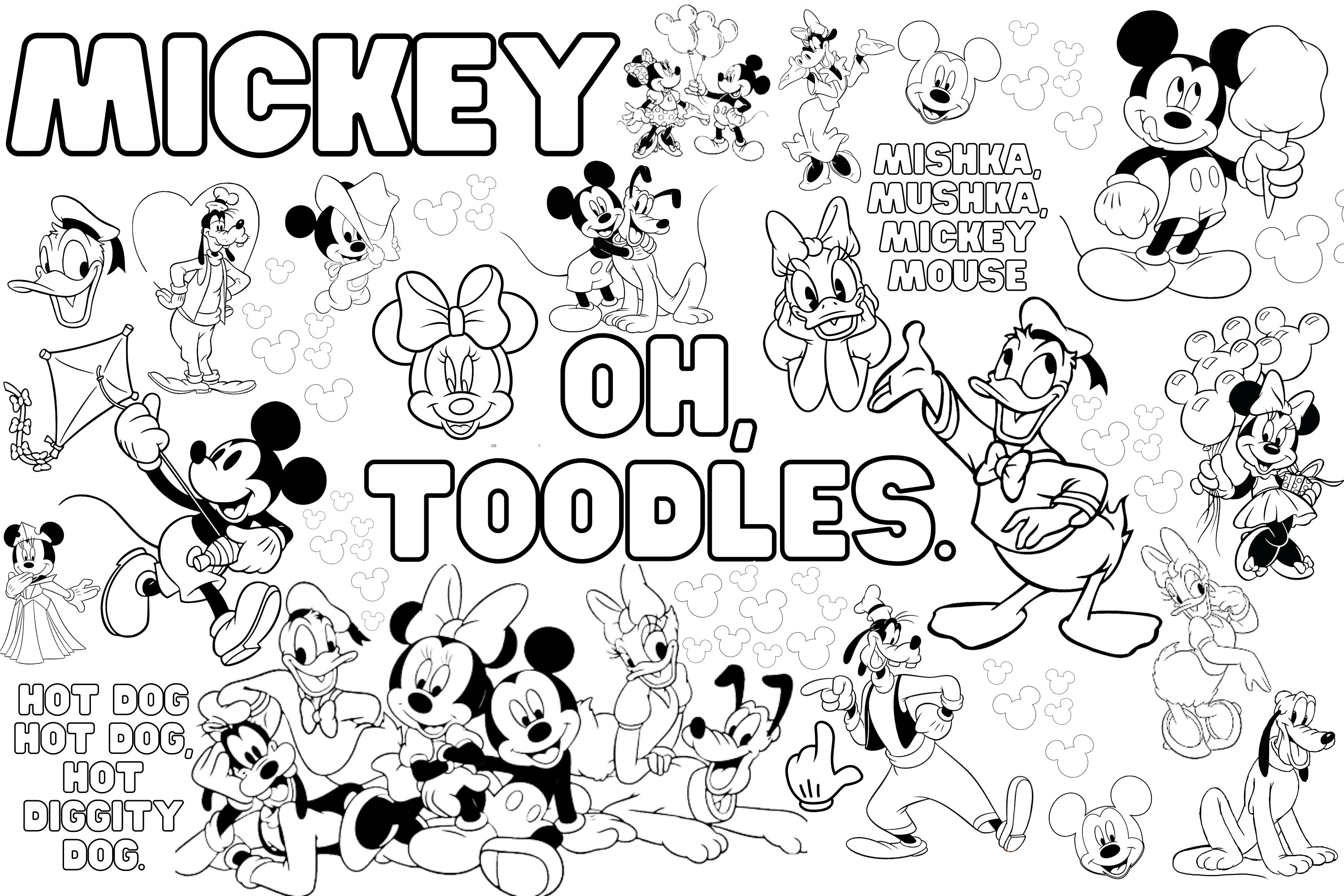 Huge printed mickey coloring poster for kids adults great for family time girls boys arts and crafts senior care facilities schools