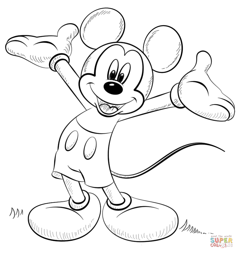 Mickey mouse coloring page free printable coloring pages