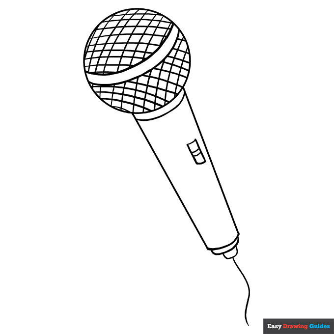 Microphone coloring page easy drawing guides