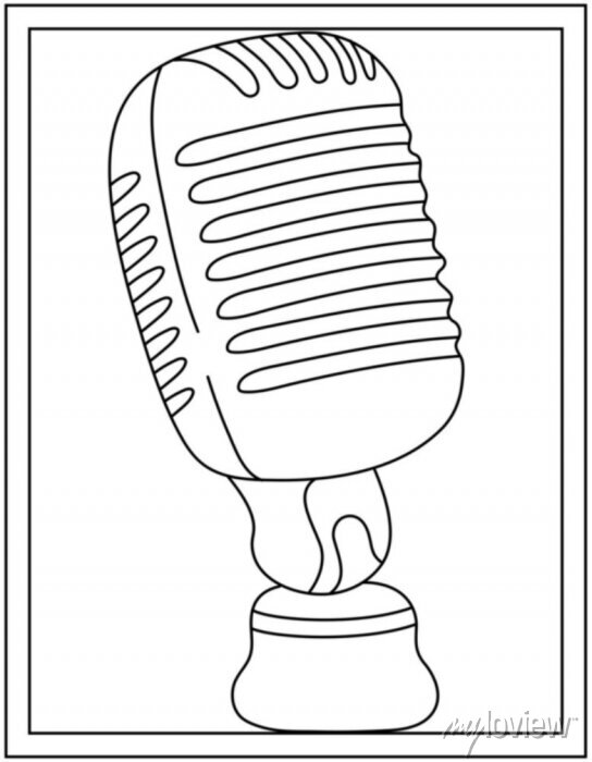 Microphone in coloring page vector â wall stickers metal concept illustration