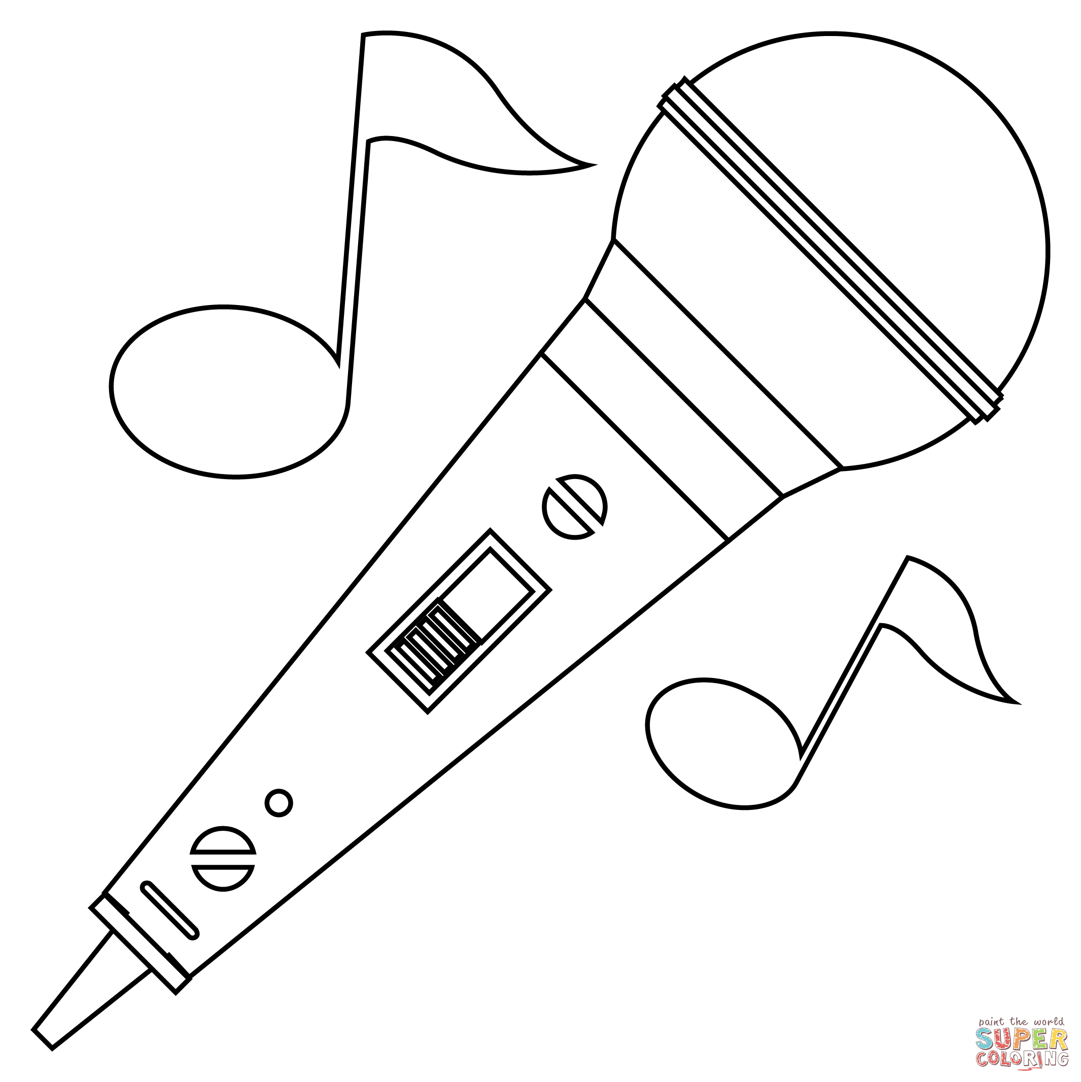 Microphone coloring page free printable coloring pages