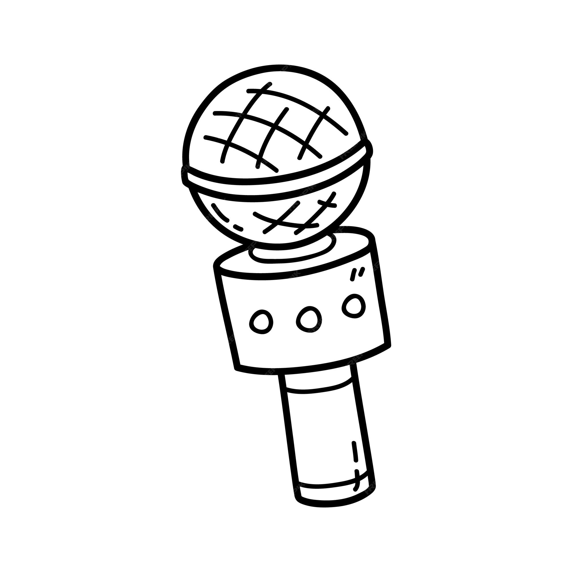 Premium vector coloring page with doodle microphone